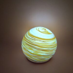 Elegant Yellow Swirl Glass Sphere Night Light Lamp 3.5"